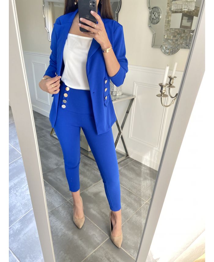 SET GIACCA + PANTALONI 5482 BLU ROYAL - www.grossiste-pret-a-porter.com