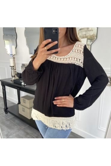 FRINGED TOP 1040 BLACK