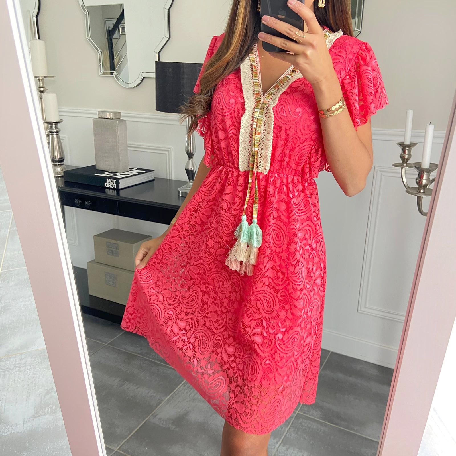 robe dentelle corail