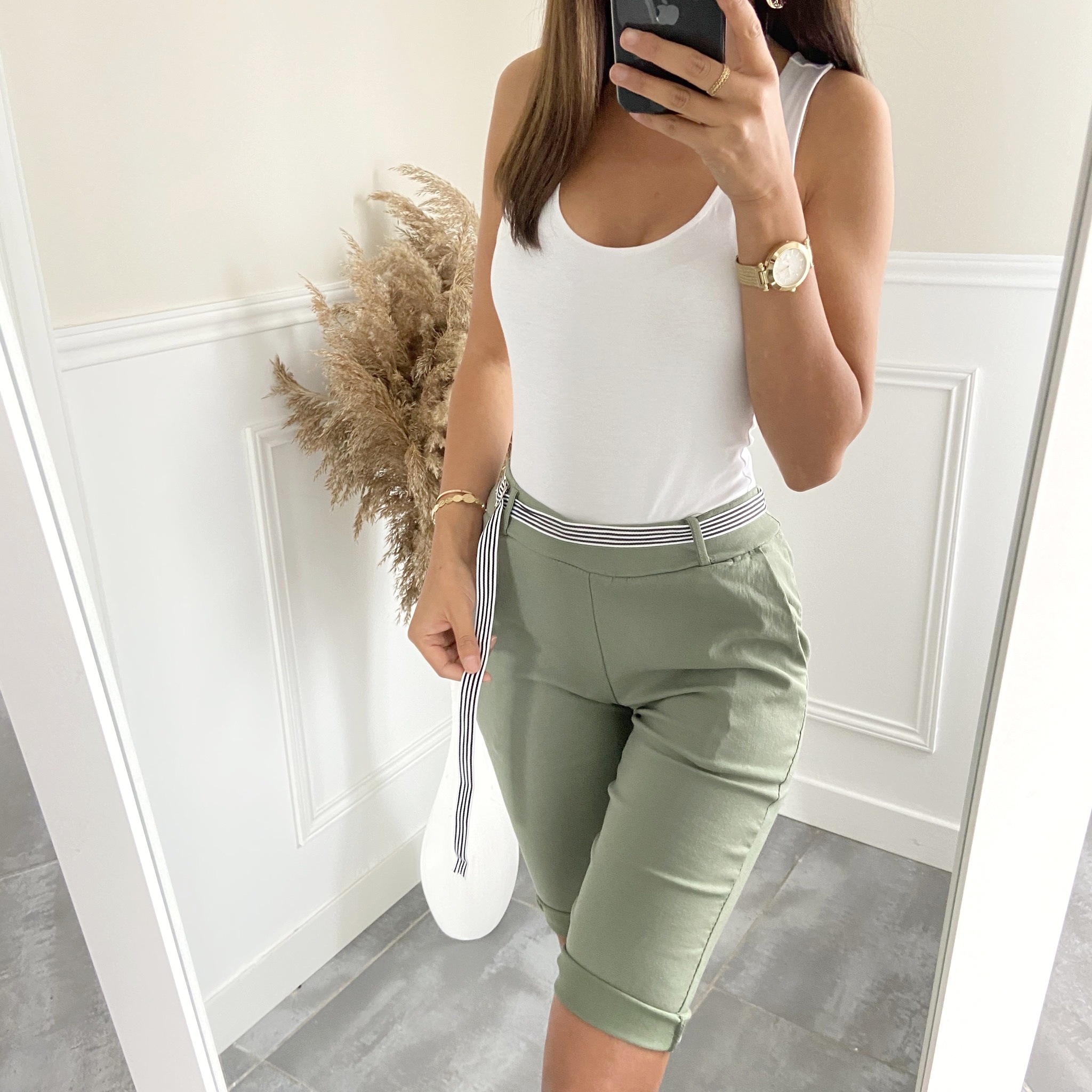 PANTALONES CAPRI 2824 VERDE MILITAR - www.grossiste-pret-a-porter.com