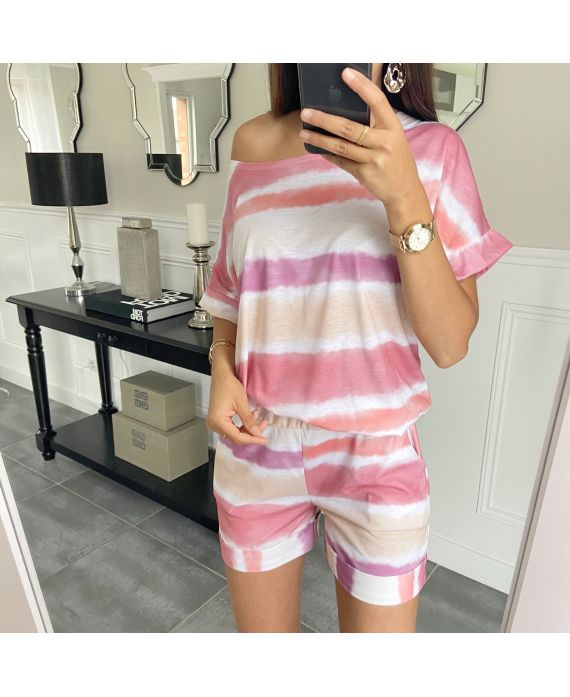 SET T-SHIRT + KORTE BROEK TIE-DYE 9511I2M - www.grossiste-pret-a-porter.com