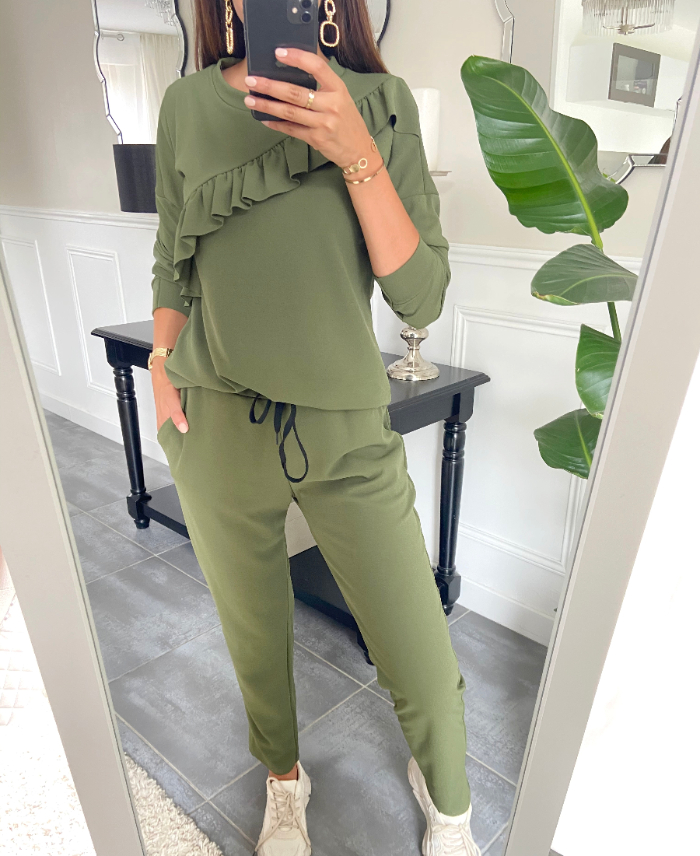 SET BROEK + TRUI 9653 MILITAIRE GROEN - www.grossiste-pret-a-porter.com