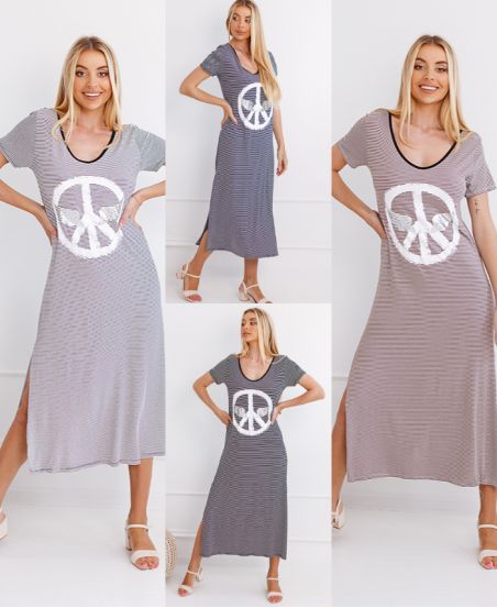 PACK 4 VESTIDOS LARGOS DE RAYAS PEACE N LOVE 1273