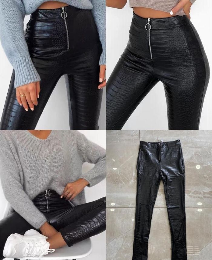 PACK DI 3 LEGGINGS EFFETTO COCCODRILLO ZIP S-M-L 4501 -  www.grossiste-pret-a-porter.com