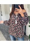 TUNIEK IMRIMEE FLORAL 9686 ZWART