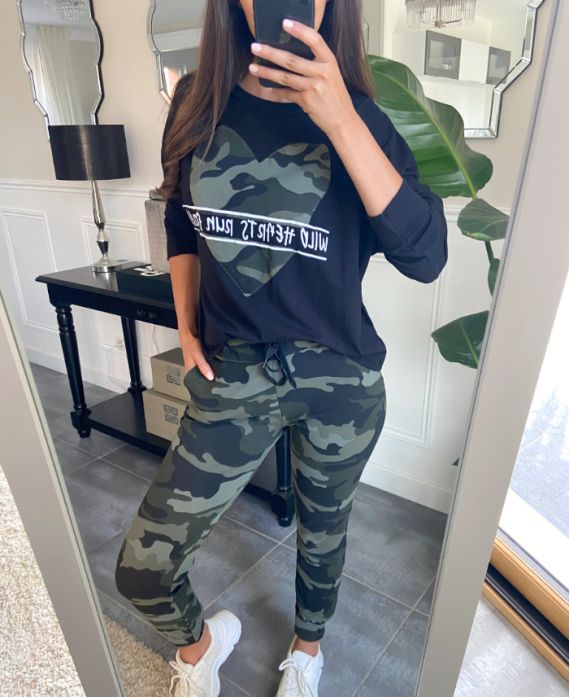 SET SWEATSHIRT + HOSEN CAMOUFLAGE SCHWARZ