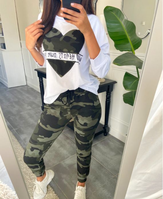 SET SWEATSHIRT + HOSEN CAMOUFLAGE WEIß