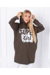 BLUZA SUPER GIRL 1359 WOJSKOWA ZIELONA DŁUGA