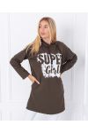 BLUZA SUPER GIRL 1359 WOJSKOWA ZIELONA DŁUGA