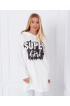 PULL SWEAT LONG SUPER GIRL 1359 BLANC