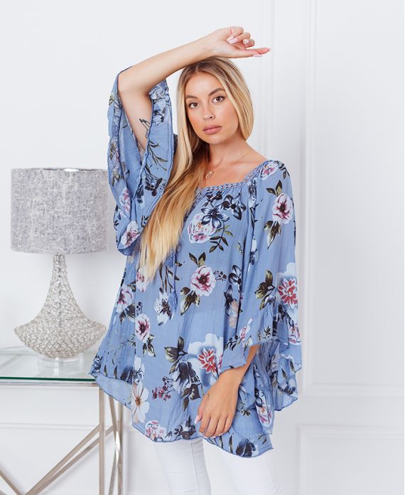 TUNIQUE OVERSIZE IMPRIMEE 20155 BLEU