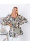 PRINTED OVERSIZE TUNIC 20155 MILITARY GREEN