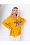 MAGLIONE SOTTILE SCIOLTO ETOILE LEOPARD 8948 SENAPE