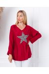 MAGLIONE SOTTILE SCIOLTO ETOILE LEOPARD 8948 BORGOGNA
