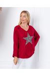 MAGLIONE SOTTILE SCIOLTO ETOILE LEOPARD 8948 BORGOGNA
