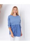 MAGLIA BASE IN COTONE CON BOTTONI 19001 BLUE JEANS