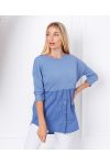 MAGLIA BASE IN COTONE CON BOTTONI 19001 BLUE JEANS