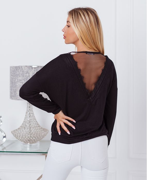 FIJNE KANT SWEATER 9091 ZWART