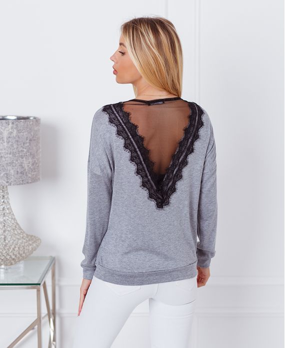 PULL FIN DENTELLE 9091 GRIS