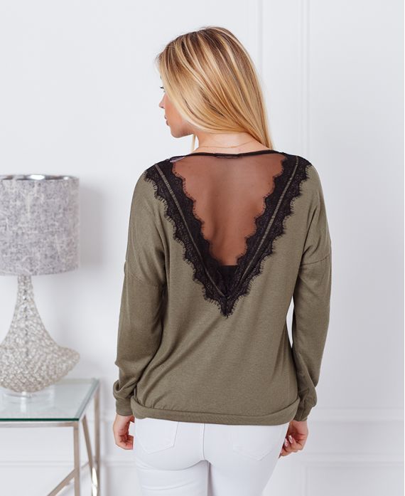 THIN LACE SWEATER 9091 MILITARY GREEN