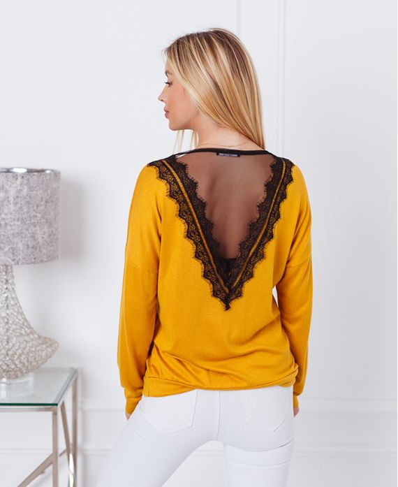 FIJNE KANT SWEATER 9091 MUSTARD