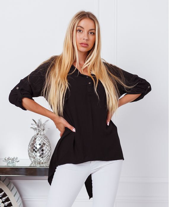 BLUSA FLUID CON CAPPUCCIO 9205 NERO