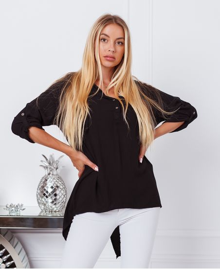 FLUID HOODED BLOUSE 9205 BLACK