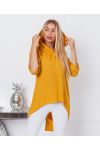 BLUSA FLUIDA CON CAPPUCCIO 9205 SENAPE