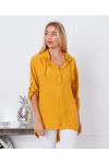 BLUSA FLUIDA CON CAPPUCCIO 9205 SENAPE