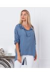 BLUSA FLUID CON CAPPUCCIO 9205 BLUE JEANS