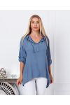 BLUSE FLÜSSIGKEIT HAT KAPUZE 9205 BLAUEN JEANS