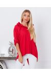 BLUSA CON CAPUCHA FLUIDA 9205 ROJA