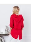 BLUSA CON CAPUCHA FLUIDA 9205 ROJA