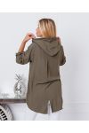 BLUSA FLUIDA CON CAPUCHA 9205 VERDE MILITAR