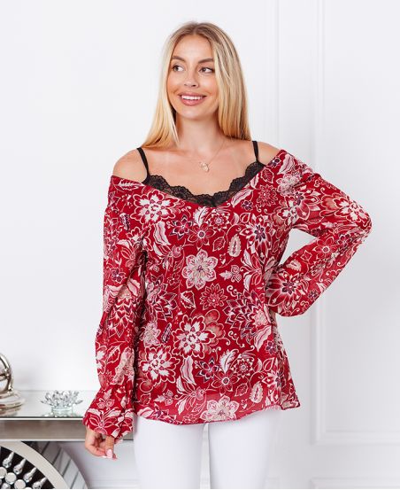 TUNIC SHOULDER DENUDEES 9244 BURGUNDY