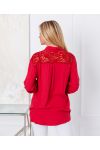 CAMICIA IN PIZZO CON PAILLETTES 9261 ROSSO