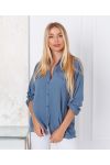 CAMICIA IN PIZZO CON PAILLETTES 9261 BLUE JEANS