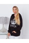 CZARNY SWETER Z KAPTUREM QUEEN 9628