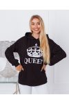 CZARNY SWETER Z KAPTUREM QUEEN 9628