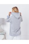 PULLOVER CON CAPPUCCIO QUEEN 9628 GRIGIO CHIARO