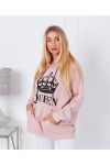 RÓŻOWY SWETER Z KAPTUREM QUEEN 9628