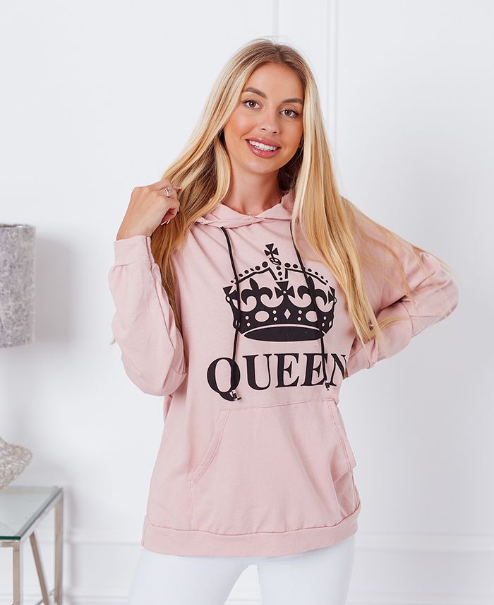 HOODED SWEATSHIRT QUEEN 9628 PINK www.grossiste pret a porter