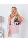 RÓŻOWY SWETER Z KAPTUREM QUEEN 9628