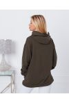 PULLOVER CON CAPPUCCIO QUEEN 9628 VERDE MILITARE