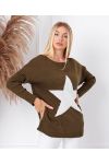 PULLOVER MAILLE ETOILE 4678 VERT MILITAIRE