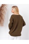 MAGLIONE LAVORATO A MAGLIA ETOILE 4678 VERDE MILITARE