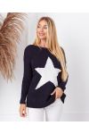 PULLOVER MAILLE ETOILE 4678 BLEU MARINE