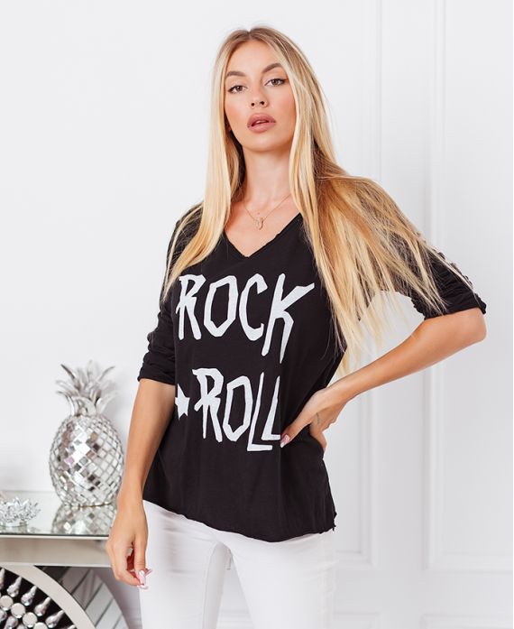 CAMISETA DE ALGODÓN ROCK N ROLL 6661 NEGRO