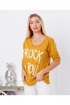 T-SHIRT COTON ROCK N ROLL 6661 MOUTARDE