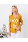 T-SHIRT COTON ROCK N ROLL 6661 MOUTARDE